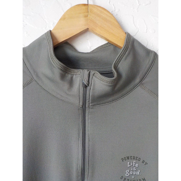 Life Is Good Gray Sports Jacket 1/4 Zip Fitted Outdoors GOOD MOVE Men Sz Medium - Picture 7 of 11